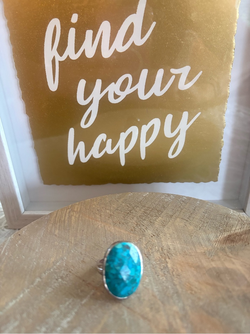 Stella & Dot Turquoise Faceted Oval Stone Ring - Adjustable